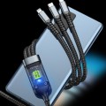 Cáp sạc tự ngắt bọc dù 100W tích hợp 3 cổng micro USB, Type C 3 trong 1