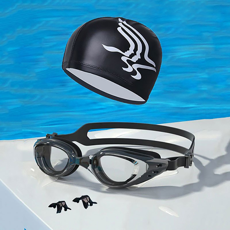 Kính bơi tráng gương kèm bịt tai và mũ chống mờ cao cấp