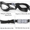 Kính bơi tráng gương kèm bịt tai và mũ chống mờ cao cấp 