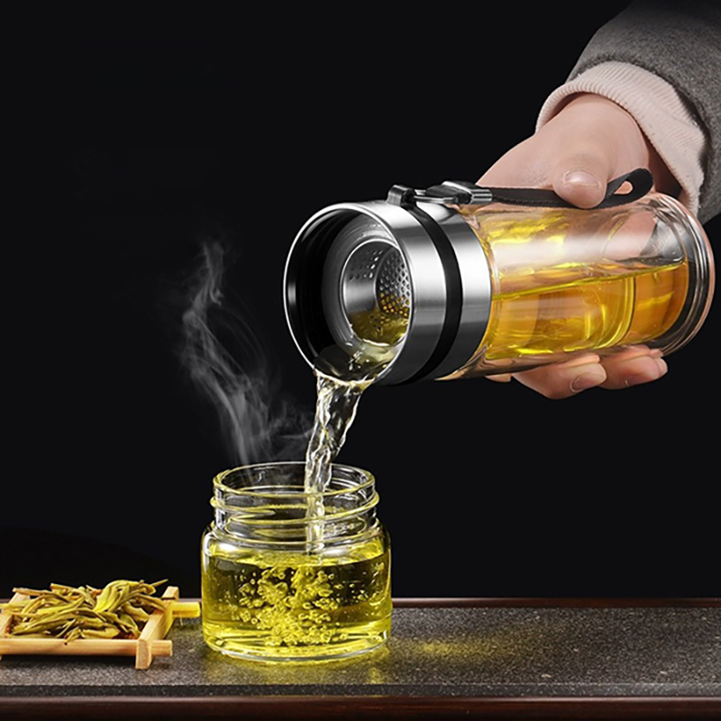 Bình thuỷ tinh pha trà giữ nhiệt có lưới lọc tiện dụng