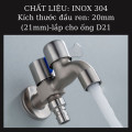 Vòi nước có có 2 vòi xả độc lập sử dụng được cho máy giặt