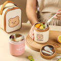 Bình ủ cháo kèm túi giữ nhiệt hình gấu 530ml 