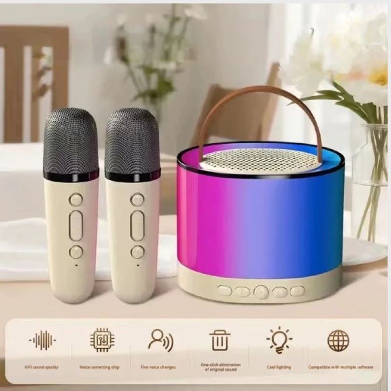 Loa bluetooth mini K52 kèm 2 Mic hát karaoke