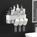 Kệ đựng đồ nhà tắm dán tường tích hợp giá treo cốc tiện lợi