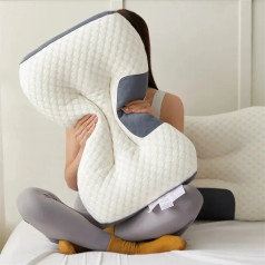 Gối ngủ massage cổ vai gáy dệt kim lõi bông xơ tự nhiên