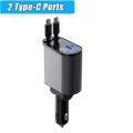 Tẩu sạc ô tô chuyên dụng tích hợp 2 dây sạc, 1 cổng lightning (iphone/IOS) + 1 cổng type C