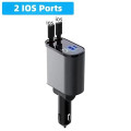 Tẩu sạc ô tô chuyên dụng tích hợp 2 dây sạc, 1 cổng lightning (iphone/IOS) + 1 cổng type C