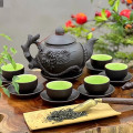Bộ ấm chén Bát Tràng tử sa khắc hoa sen cao cấp