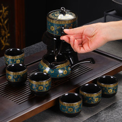 Bộ ấm chén pha trà cối xay gốm in hoa văn cao cấp, Hoa Văn