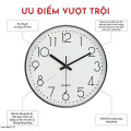 Đồng hồ treo tường kim trôi Quartz cao cấp 30cm, Màu trắng