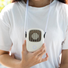 Quạt đeo cổ cầm tay mini làm mát nhanh, tiện lợi, Màu trắng