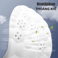 Set 2 đế lót giày thể thao 4D siêu mềm thoáng khí massage bàn chân, Mặt xám - Đệm trắng - Size 41/42
