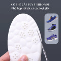 Set 2 đế lót giày thể thao 4D siêu mềm thoáng khí massage bàn chân, Mặt xám - Đệm trắng - Size 41/42