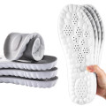 Set 2 đế lót giày thể thao 4D siêu mềm thoáng khí massage bàn chân, Mặt xám - Đệm trắng - Size 41/42