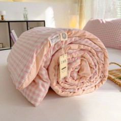 Chăn cotton đũi kẻ bông sơ đậu nành cao cấp 