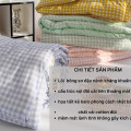 Chăn cotton đũi kẻ bông sơ đậu nành cao cấp , Chăn đũi kẻ hồng	