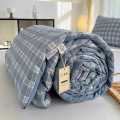 Chăn cotton đũi kẻ bông sơ đậu nành cao cấp , Chăn đũi kẻ hồng	