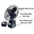 Quạt tích điện Makita dùng liên tục 8 tiếng, 2 cấp gió siêu mát, QUẠT + 1 PIN + 1 SẠC