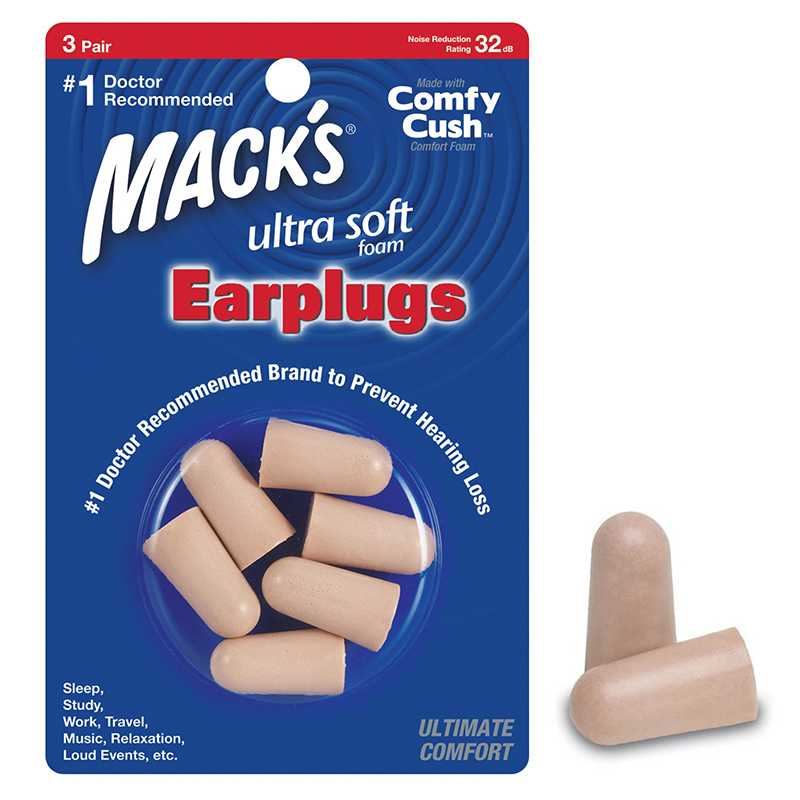 Nút bịt tai chống ồn Macks Soft Foam giảm ồn NRR 32dB