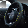 Bọc vô lăng ô tô chất liệu da chữ D thể thao vát đáy, Màu đen chỉ xanh	