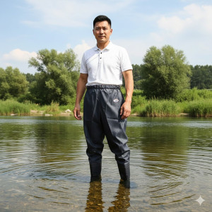 Quần liền ủng lội nước chất liệu cao su PVC chống thấm, Size 41