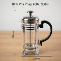 Bình thủy tinh pha cà phê kiểu Pháp dễ vệ sinh 350ml