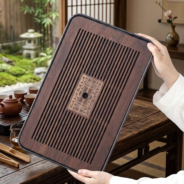 Khay đựng ấm chén bằng tre cao cấp thiết kế thanh lịch cho phòng trà