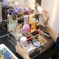 Hộp đựng mỹ phẩm để bàn nhiều ngăn trong suốt có nắp chống bụi
