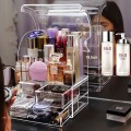 Hộp đựng mỹ phẩm để bàn nhiều ngăn trong suốt có nắp chống bụi