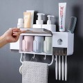 Kệ để đồ nhà tắm kết hợp bộ nhả kem đánh răng 3 cốc