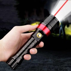 Đèn pin siêu sáng tích hợp đèn laser đa năng