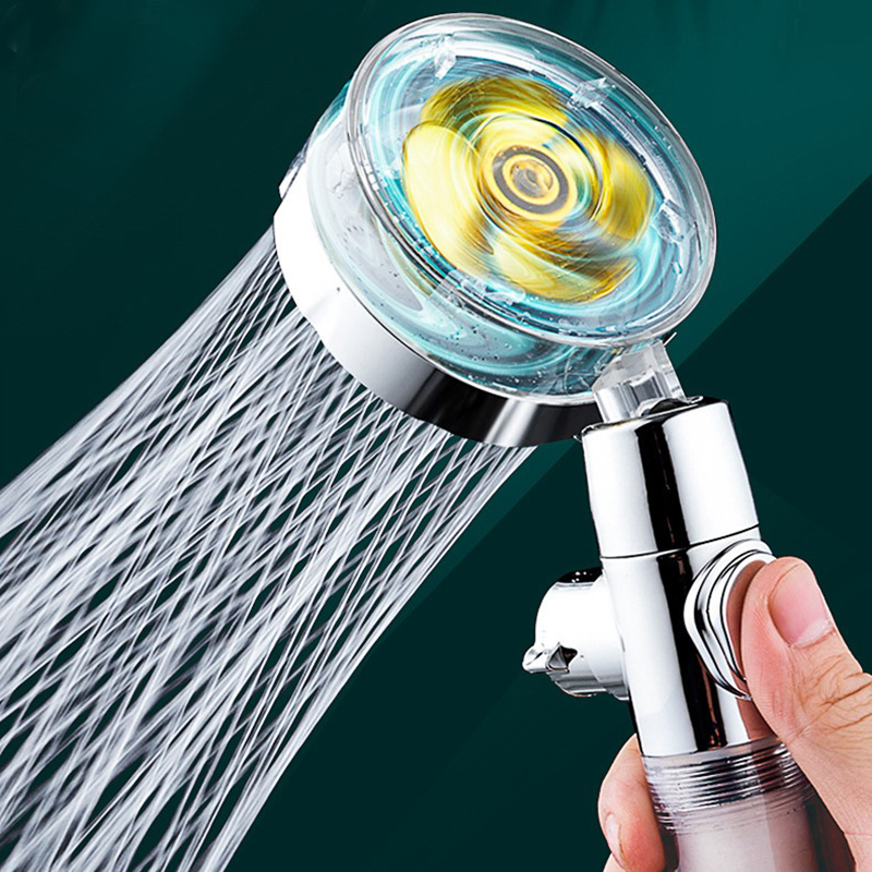 Vòi sen tăng áp cánh quạt xoay 360 độ có nút nhấn dừng tiện lợi