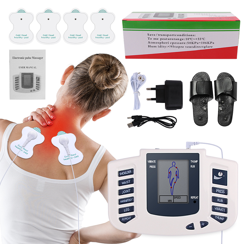 Máy massage xung diện 4 miếng dán kèm dép massage