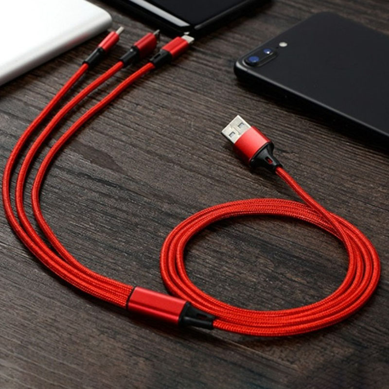 Cáp sạc 3 đầu đa năng cao cấp hỗ trợ sạc nhanh