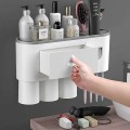 Bộ nhả kem đánh răng đa năng dán tường tiện lợi, Bộ 3 cốc