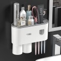 Bộ nhả kem đánh răng đa năng dán tường tiện lợi, Bộ 3 cốc