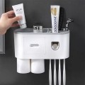 Bộ nhả kem đánh răng đa năng dán tường tiện lợi, Bộ 3 cốc