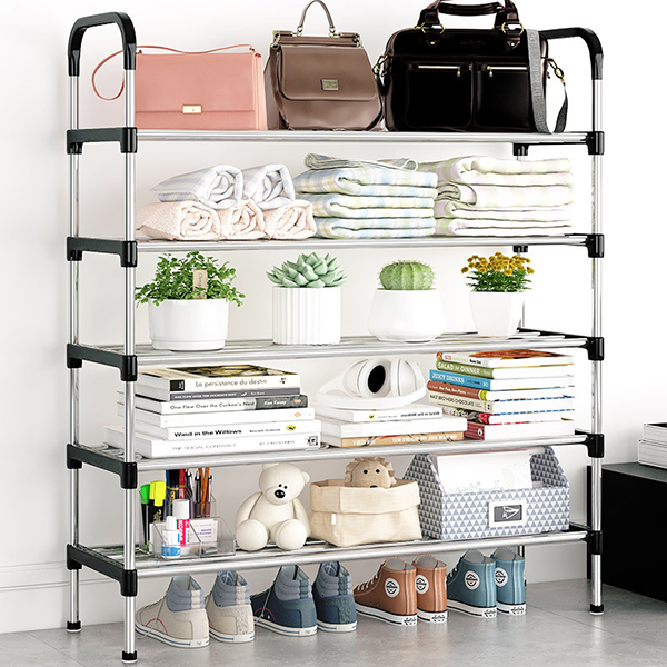 [Mẫu mới] Kệ giày dép 5 tầng khung hợp kim chắc chắn lắp ghép tiện lợi