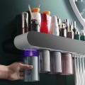 Bộ nhả kem đánh răng kiêm kệ để đồ nhà tắm thông minh thế hệ mới, Bộ 2 cốc