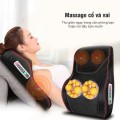 Gối massage cổ vai gáy đa năng kết hợp hồng ngoại cao cấp, Màu đen