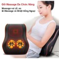 Gối massage cổ vai gáy đa năng kết hợp hồng ngoại cao cấp, Màu đen