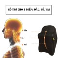 Gối tựa đầu ô tô cao su non có quai cài tiện lợi, Màu đen