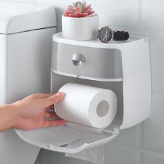Hộp đựng giấy vệ sinh 2 ngăn dán tường siêu bền cao cấp