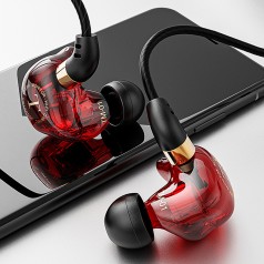 Tai nghe nhét tai có dây TM01 móc qua vành tai chống ồn hiệu quả, Màu đỏ