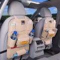 Com 2 túi đựng đồ treo sau ghế ô tô, xe hơi làm bằng da cao cấp, Màu đen