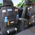 Com 2 túi đựng đồ treo sau ghế ô tô, xe hơi làm bằng da cao cấp, Màu đen