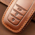 Bọc chìa khoá 3 nút bấm ô tô Toyota da bò cao cấp, Màu xanh tím than