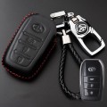 Bao da chìa khoá ô tô 3 nút bấm dành cho xe Toyota, Màu đen chỉ đỏ	