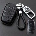 Bao da chìa khoá ô tô 3 nút bấm dành cho xe Toyota, Màu đen chỉ đỏ	