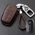 Bao da chìa khoá ô tô 3 nút bấm dành cho xe Toyota, Màu đen chỉ đỏ	